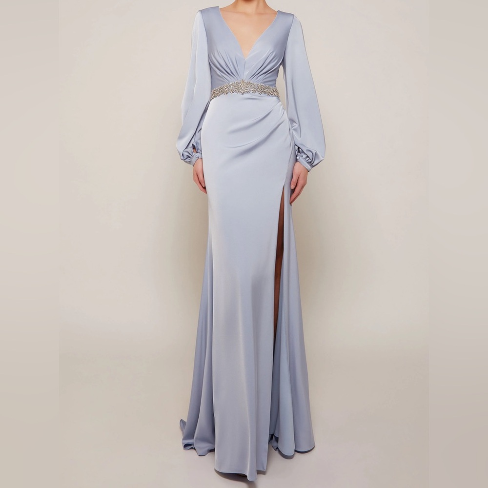 Alyce Paris Light Blue Long Sleeve Gown